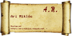 Ari Miklós névjegykártya
